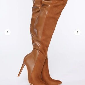 Fashion Nova Tan Heeled Boots